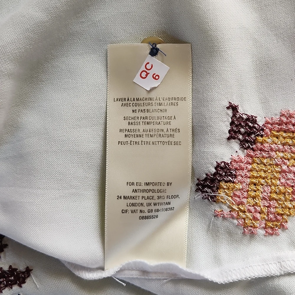 Anthropologie brand floral embroidered buttondown size 12 - Picture 7 of 7